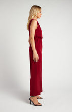 Load image into Gallery viewer, Wine One Shoulder Wide Leg Jumpsuit with waist detail