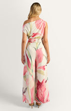 Load image into Gallery viewer, Pink Oasis Floral One Shoulder Jumpsuit with Self Fabric Tie Waist