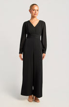 Load image into Gallery viewer, Black Long Sleeve Tailored Jumpsuit with Panel waist