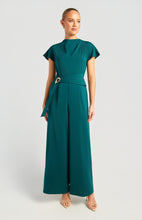 Load image into Gallery viewer, Jade Front Pleated Jumpsuit with Gold Buckle Detail