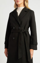 Load image into Gallery viewer, Black Double Breasted Longline Faux Wool Coat