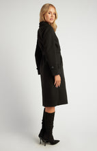 Load image into Gallery viewer, Black Double Breasted Longline Faux Wool Coat