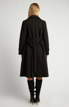 Load image into Gallery viewer, Black Double Breasted Longline Faux Wool Coat