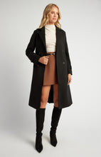 Load image into Gallery viewer, Black Double Breasted Longline Faux Wool Coat