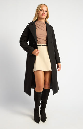 Black heavyweight Felt Raglan Sleeve Coat