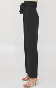 Black Paper Bag Waist Wide Leg Pants