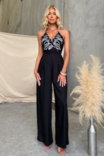 Load image into Gallery viewer, Black &amp; White Embroidered Jumpsuit