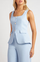 Load image into Gallery viewer, Pale Blue Two Piece Button Detail Vest and Pant Set