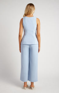 Pale Blue Two Piece Button Detail Vest and Pant Set