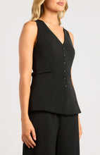 Load image into Gallery viewer, Black Button Up Detail Sleeveless Vest Top &amp; Pant Set