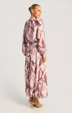 Load image into Gallery viewer, Mulberry Petal Printed Chiffon Set with Ruched Top and Maxi Skirt