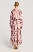 Load image into Gallery viewer, Mulberry Petal Printed Chiffon Set with Ruched Top and Maxi Skirt