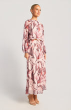 Load image into Gallery viewer, Mulberry Petal Printed Chiffon Set with Ruched Top and Maxi Skirt
