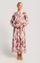 Load image into Gallery viewer, Mulberry Petal Printed Chiffon Set with Ruched Top and Maxi Skirt