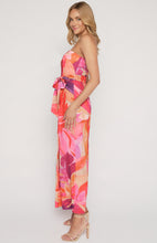 Load image into Gallery viewer, Pink Abstract Print Split Leg Jumpsuit