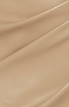Load image into Gallery viewer, Latte Faux Leather Midi Skirt with Side Pleated Detail