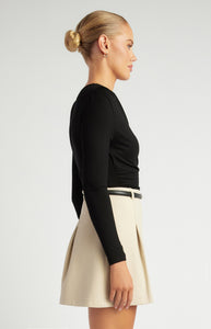 Black Long Sleeve Cross over Bodysuit