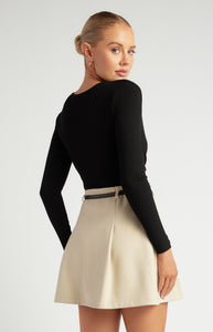 Black Long Sleeve Cross over Bodysuit