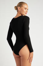 Load image into Gallery viewer, Black Long Sleeve Cross over Bodysuit