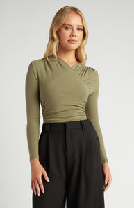 Sage Long Sleeve Cross over Bodysuit