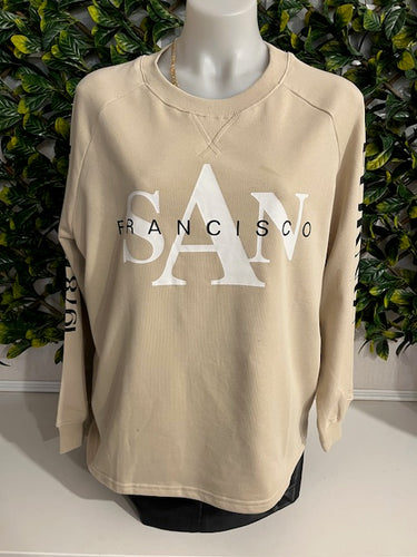 Beige Graphic Long Sleeve Windcheater