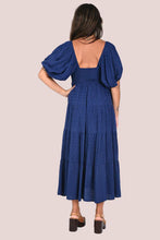 Load image into Gallery viewer, Veronica Navy Blue Midi Dress with Balloon Sleeve