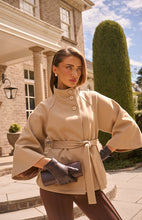 Load image into Gallery viewer, Camel Funnel Neck Cape Coat