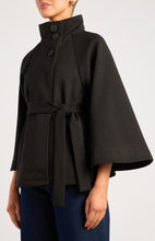 Load image into Gallery viewer, Black Funnel Neck Cape Coat