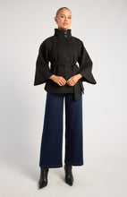 Load image into Gallery viewer, Black Funnel Neck Cape Coat