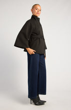 Load image into Gallery viewer, Black Funnel Neck Cape Coat