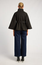Load image into Gallery viewer, Black Funnel Neck Cape Coat