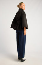 Load image into Gallery viewer, Black Funnel Neck Cape Coat