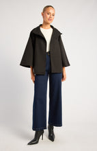 Load image into Gallery viewer, Black Funnel Neck Cape Coat