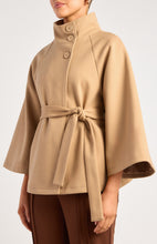 Load image into Gallery viewer, Camel Funnel Neck Cape Coat