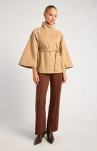 Load image into Gallery viewer, Camel Funnel Neck Cape Coat