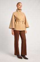 Load image into Gallery viewer, Camel Funnel Neck Cape Coat