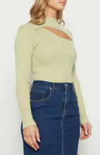 Load image into Gallery viewer, Avocado Asymmetric Cut Out Detail Knit Top