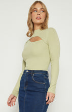 Load image into Gallery viewer, Avocado Asymmetric Cut Out Detail Knit Top