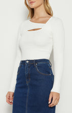 Load image into Gallery viewer, White Asymmetric Neckline Knit Top