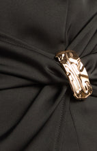 Load image into Gallery viewer, Black Asymmetric Neckline Long Sleeve Top with Gold Buckle Feature (Copy)