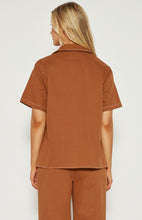 Load image into Gallery viewer, Cinnamon Cotton Button Up Shirt with Contrast Stitching