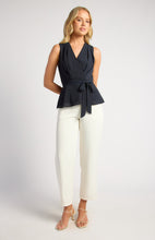 Load image into Gallery viewer, Navy Sleeveless V Neckline Chiffon Top