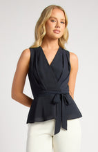 Load image into Gallery viewer, Navy Sleeveless V Neckline Chiffon Top