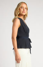 Load image into Gallery viewer, Navy Sleeveless V Neckline Chiffon Top