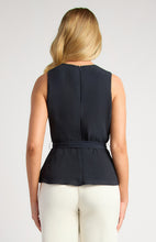 Load image into Gallery viewer, Navy Sleeveless V Neckline Chiffon Top