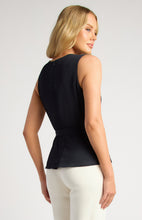 Load image into Gallery viewer, Navy Sleeveless V Neckline Chiffon Top