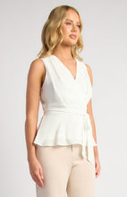 Load image into Gallery viewer, White Sleeveless V Neckline Chiffon Top