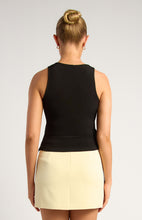 Load image into Gallery viewer, Black Wrap Top With Gold Buckle Feature