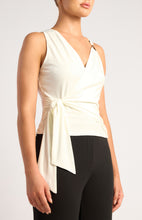 Load image into Gallery viewer, White Gold Buckle Tie Wrap Top