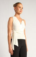 Load image into Gallery viewer, White Gold Buckle Tie Wrap Top